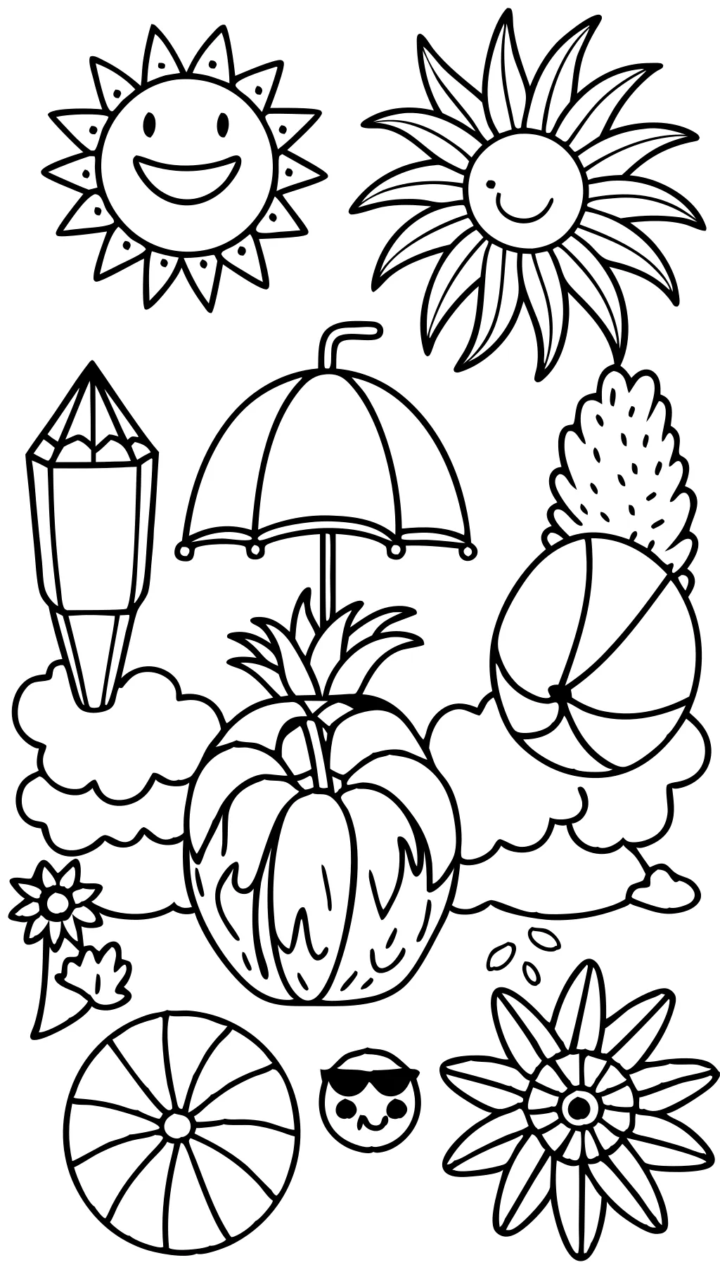 coloriage d’été pdf imprimable gratuit